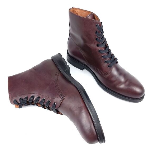 FRYE Tyler Cordovan Cherry Red Leather Hand Crafted Lace Up Ankle Boots Men's 11 - Picture 1 of 9